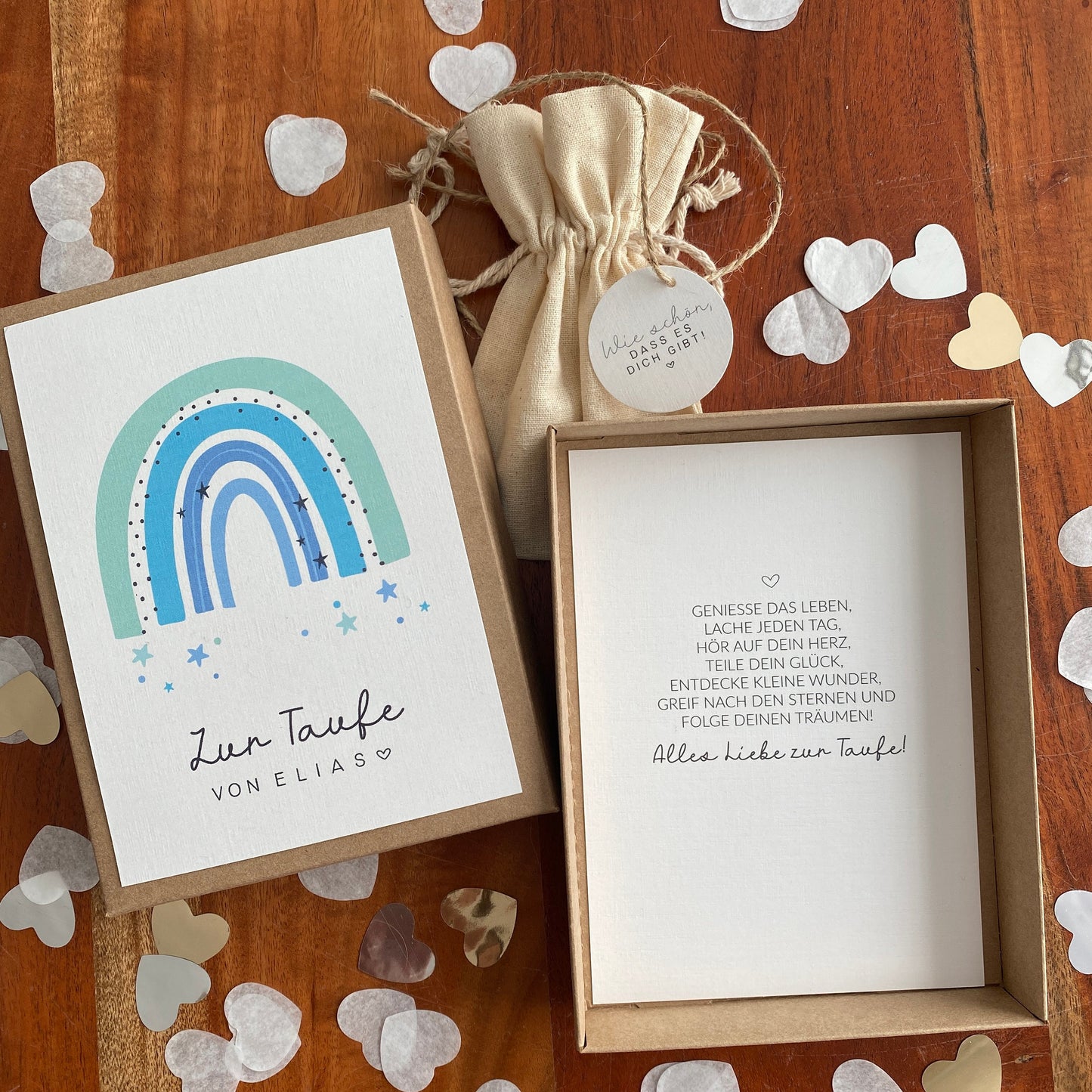 Geschenkverpackung - azure rainbow - Geschenk zur Taufe