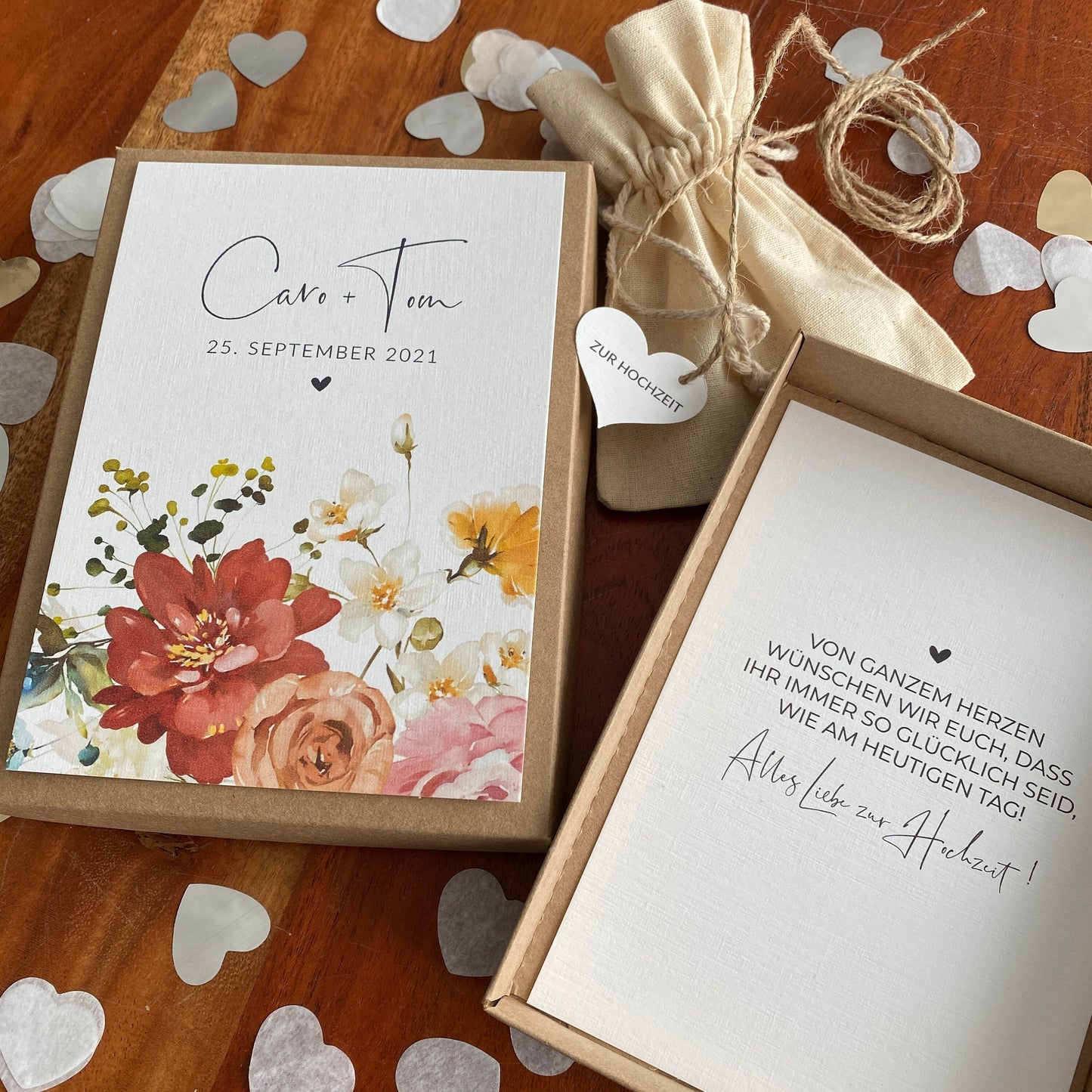 Geschenkverpackung - colorful flowers - Geschenk zur Hochzeit