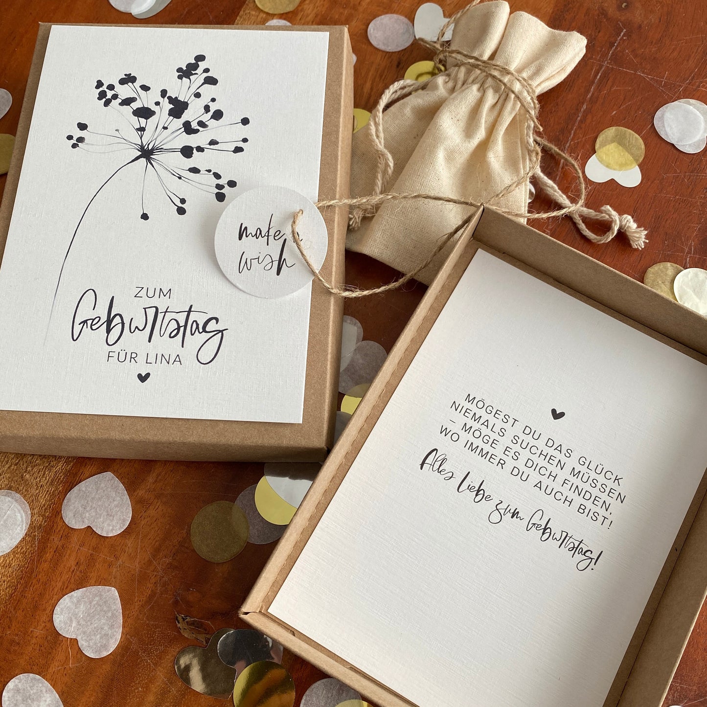 Geschenkverpackung -dandelion- | Geschenkbox | Geschenk zum Geburtstag | Geldgeschenk | individuell & personalisiert mit Namen