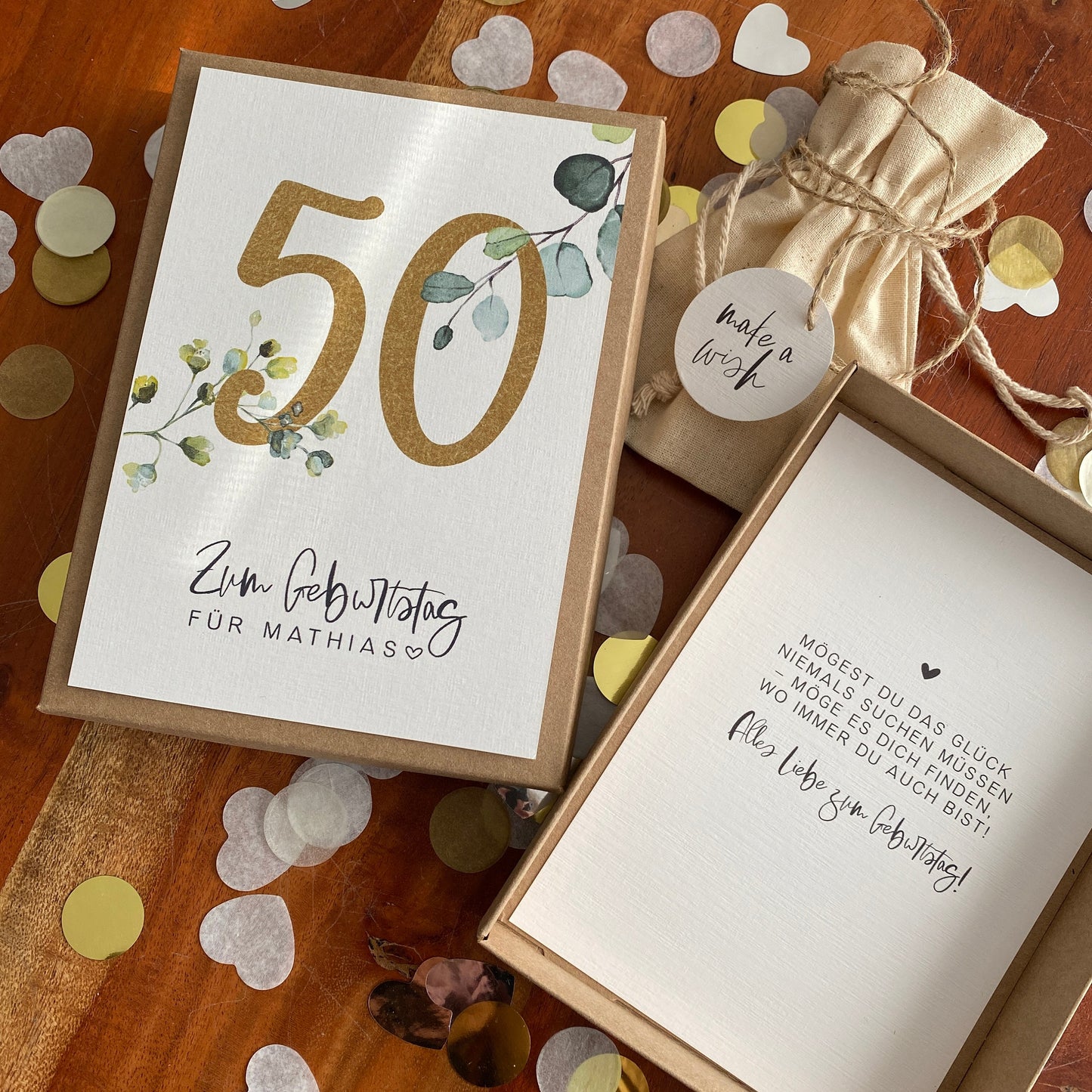 Geschenkverpackung -green numeral- | Geschenkbox | Geschenk zum Geburtstag | Geldgeschenk | individuell & personalisiert mit Namen + Zahl