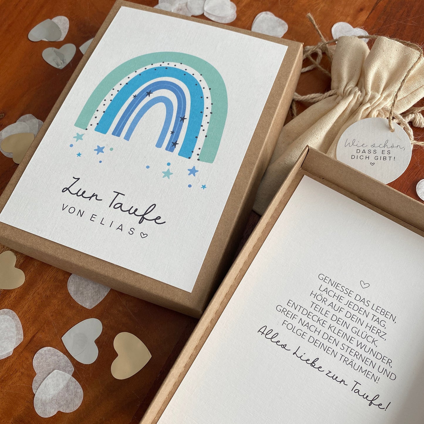 Geschenkverpackung - azure rainbow - Geschenk zur Taufe