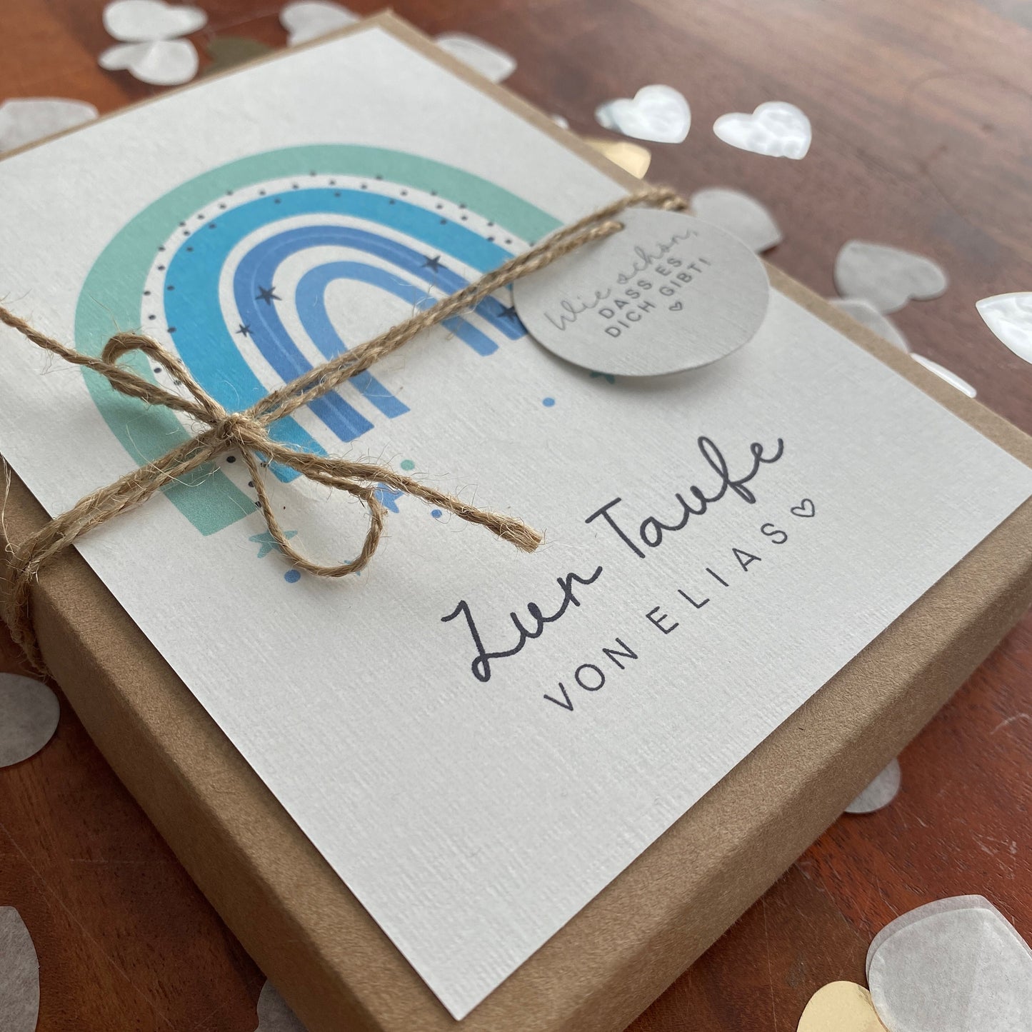 Geschenkverpackung - azure rainbow - Geschenk zur Taufe