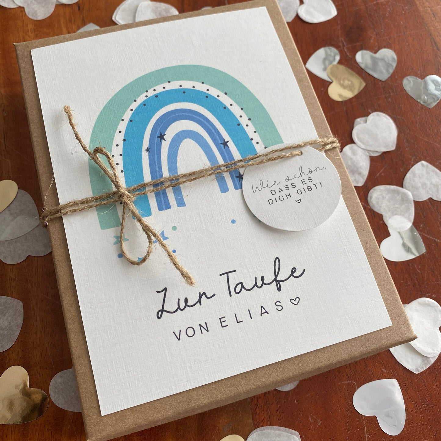 Geschenkverpackung - azure rainbow - Geschenk zur Taufe