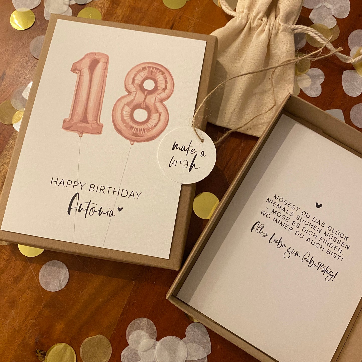 Geschenkverpackung - rose balloon - Geschenk zum Geburtstag