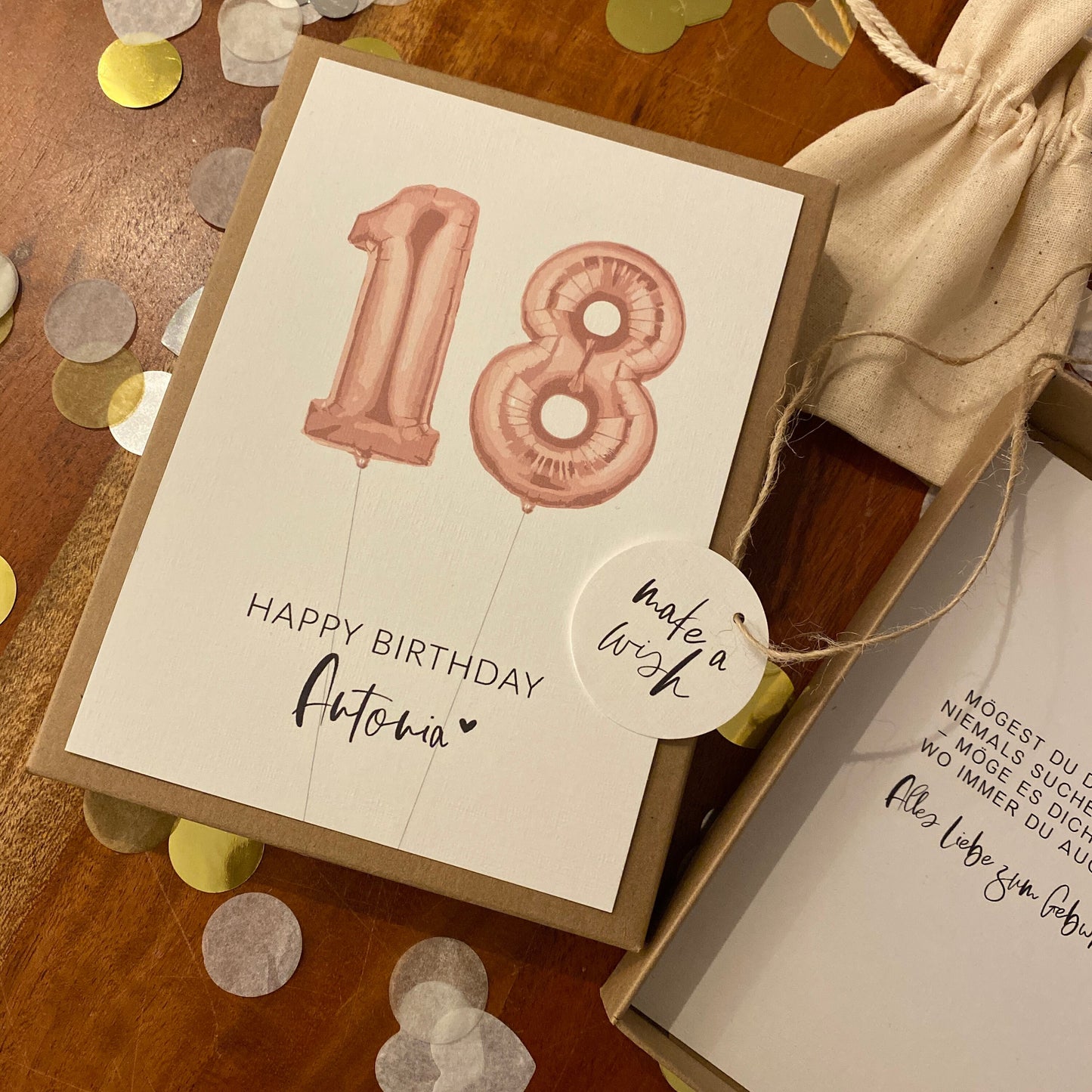 Geschenkverpackung - rose balloon - Geschenk zum Geburtstag