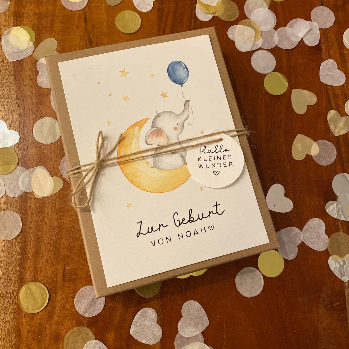 Geschenkverpackung - blue baby elephant - Geschenk zur Geburt
