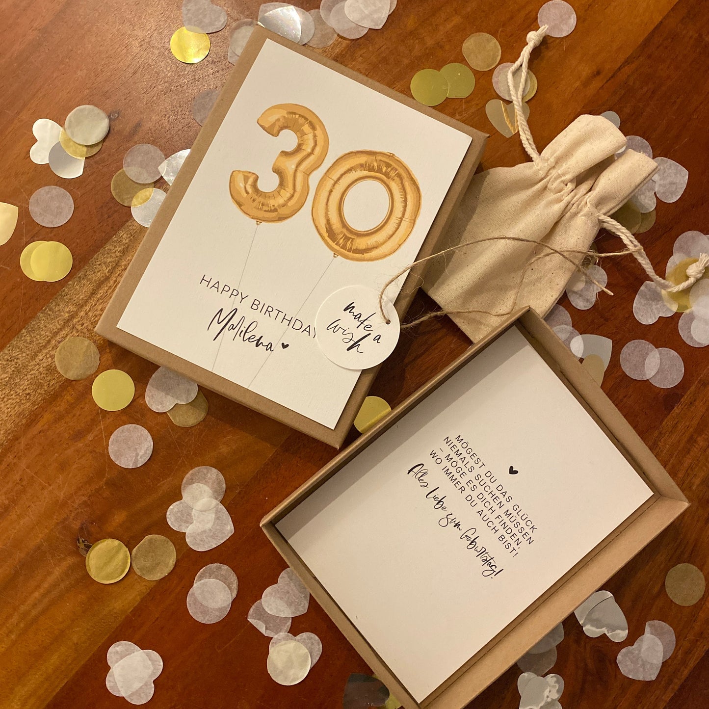 Geschenkverpackung -golden balloon- | Geschenkbox | Geschenk zum Geburtstag | Geldgeschenk | individuell & personalisiert mit Namen + Zahl