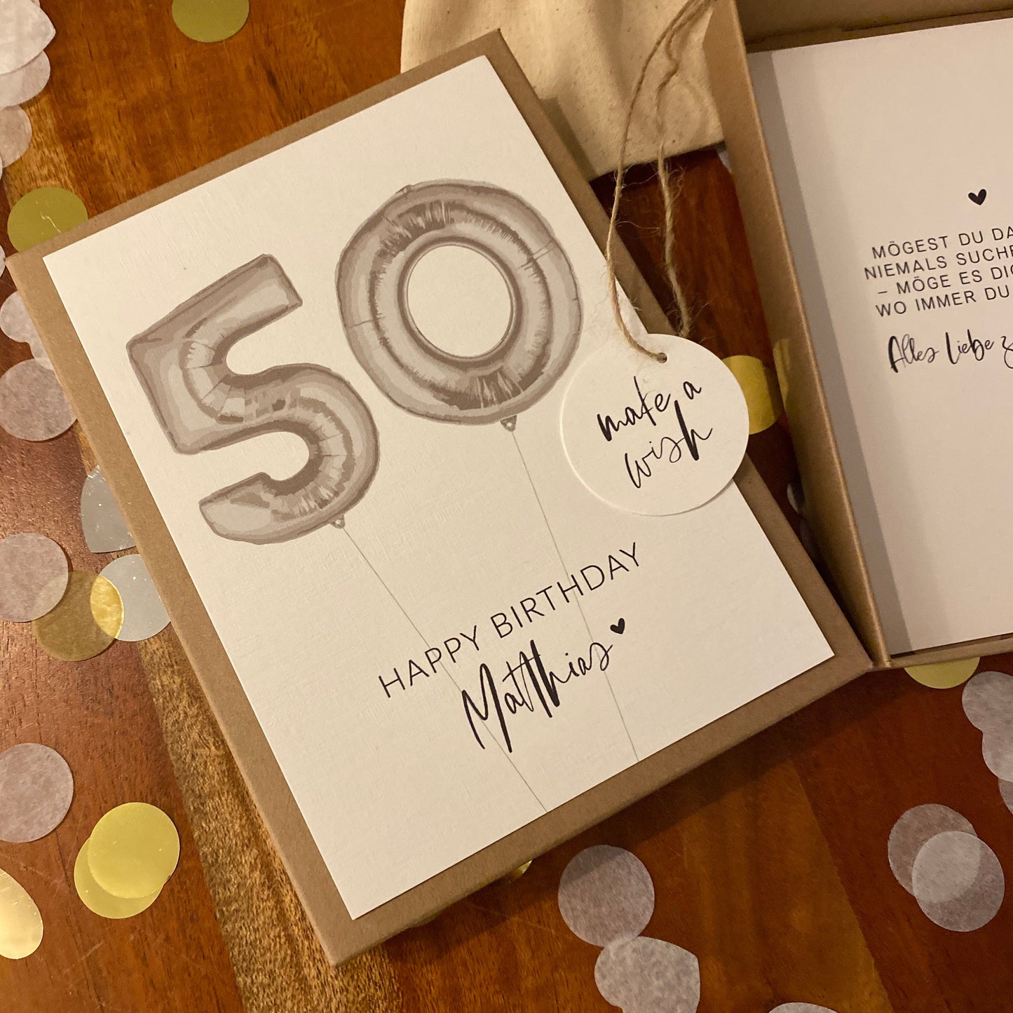 Geschenkverpackung -silver balloon- | Geschenkbox | Geschenk zum Geburtstag | Geldgeschenk | individuell & personalisiert mit Namen + Zahl