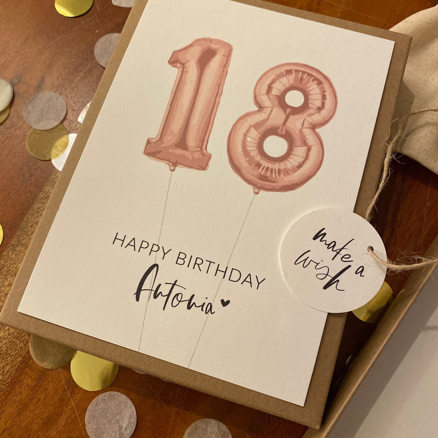 Geschenkverpackung -rose balloon- | Geschenkbox | Geschenk zum Geburtstag | Geldgeschenk | individuell & personalisiert mit Namen + Zahl