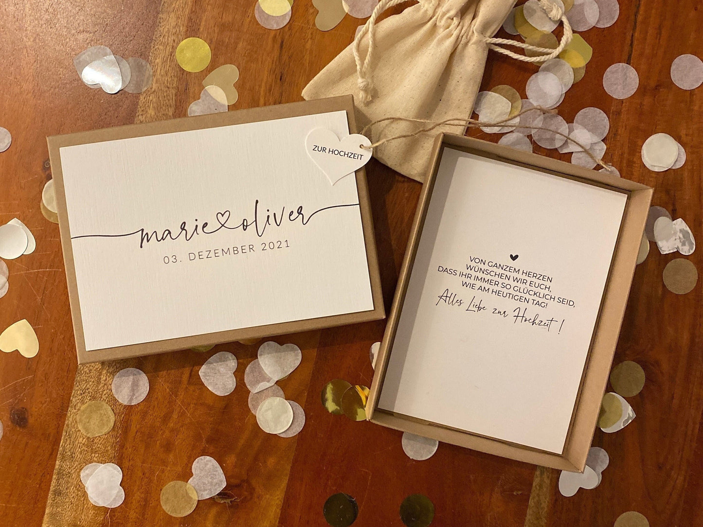 Geschenkverpackung - heart writing - Geschenk zur Hochzeit