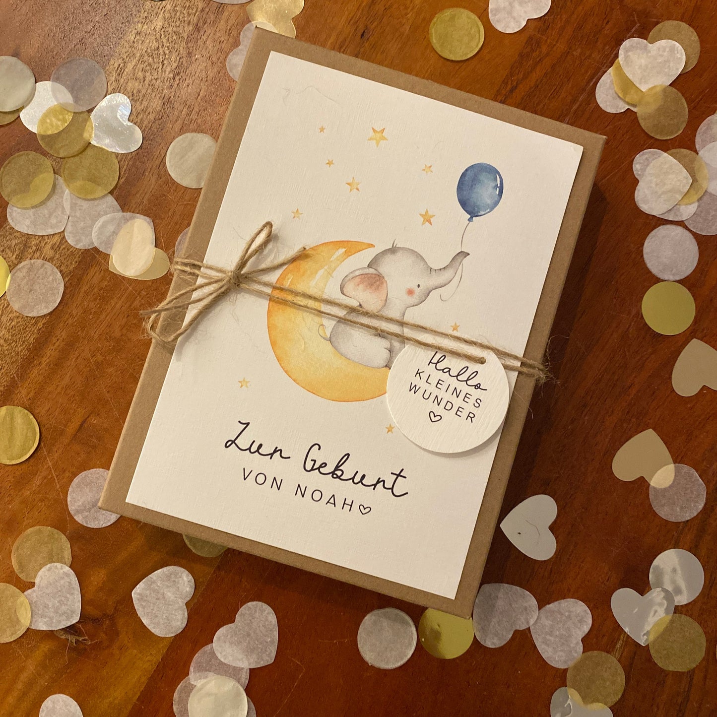 Geschenkverpackung - blue baby elephant - Geschenk zur Geburt