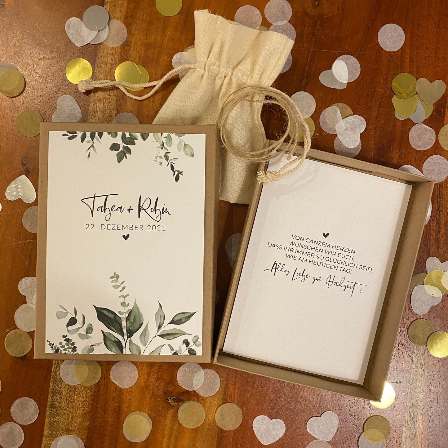 Geschenkverpackung - eukalyptus - Geschenk zur Hochzeit