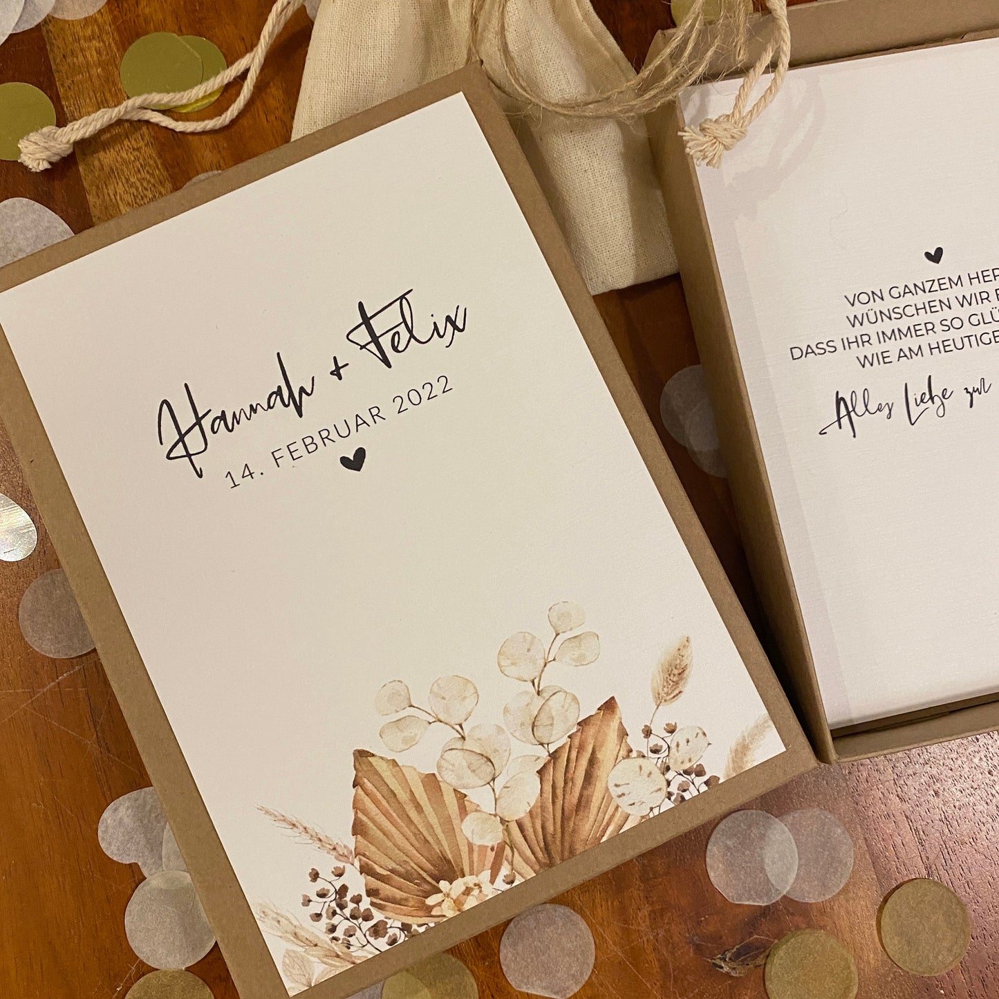 Geschenkverpackung -boho flowers- | Geschenkbox | Geschenk zur Hochzeit | Geldgeschenk | individuell & personalisiert mit Namen und Datum