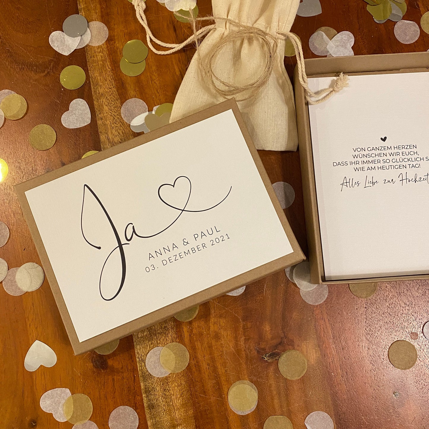 Geschenkverpackung -they said yes- | Geschenkbox | Geschenk zur Hochzeit | Geldgeschenk | individuell & personalisiert mit Namen und Datum