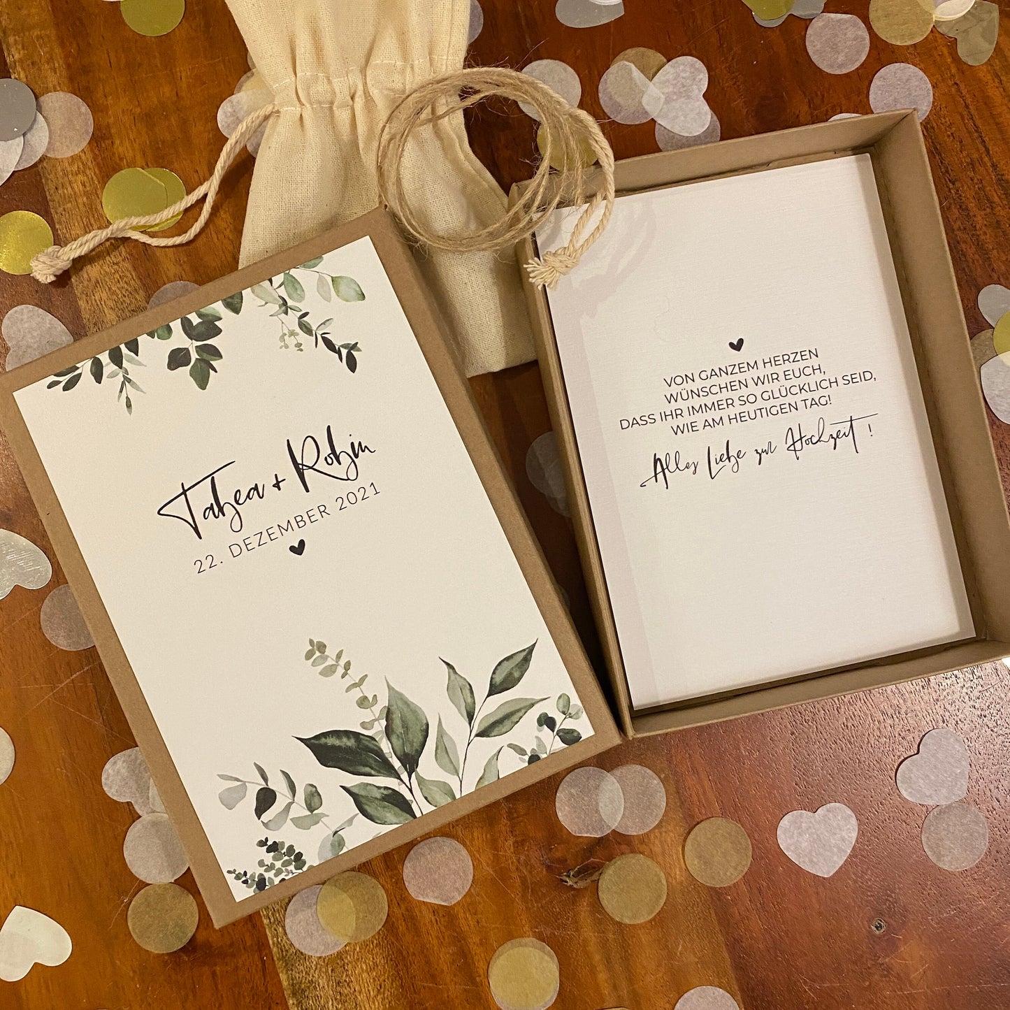 Geschenkverpackung - eukalyptus - Geschenk zur Hochzeit