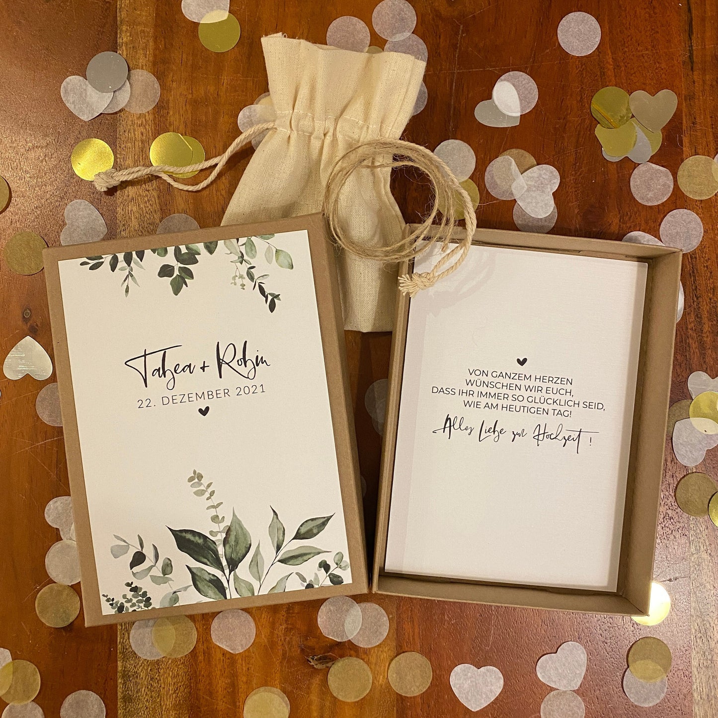 Geschenkverpackung - eukalyptus - Geschenk zur Hochzeit