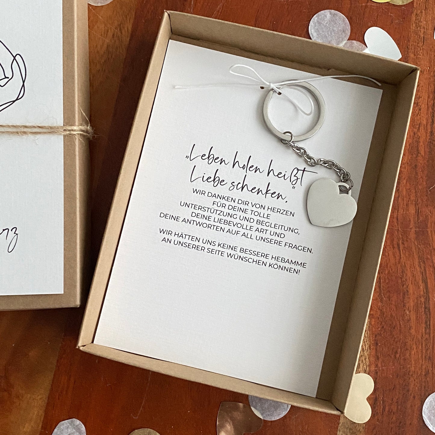 Geschenkverpackung - Hebamme mit Herz - | Geschenk Hebamme | Hebamme Dankeschön | individuell & personalisiert mit Namen + Schlüsselanhänger