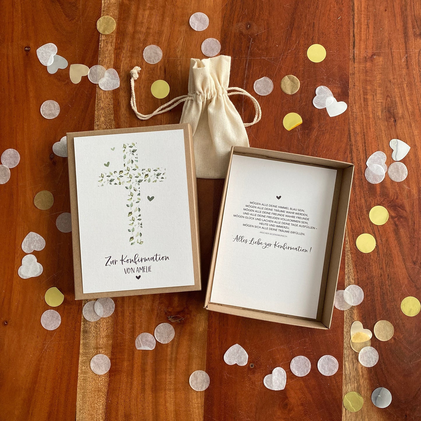 Geschenkverpackung - cross of leaves - Geschenk zur Konfirmation Kommunion