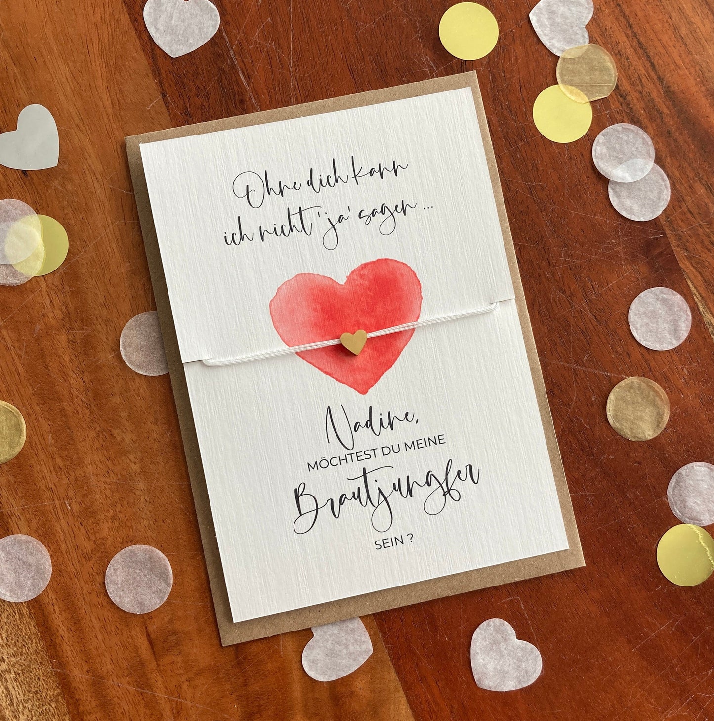 Möchtest du meine Brautjungfer werden ? - red watercolor heart