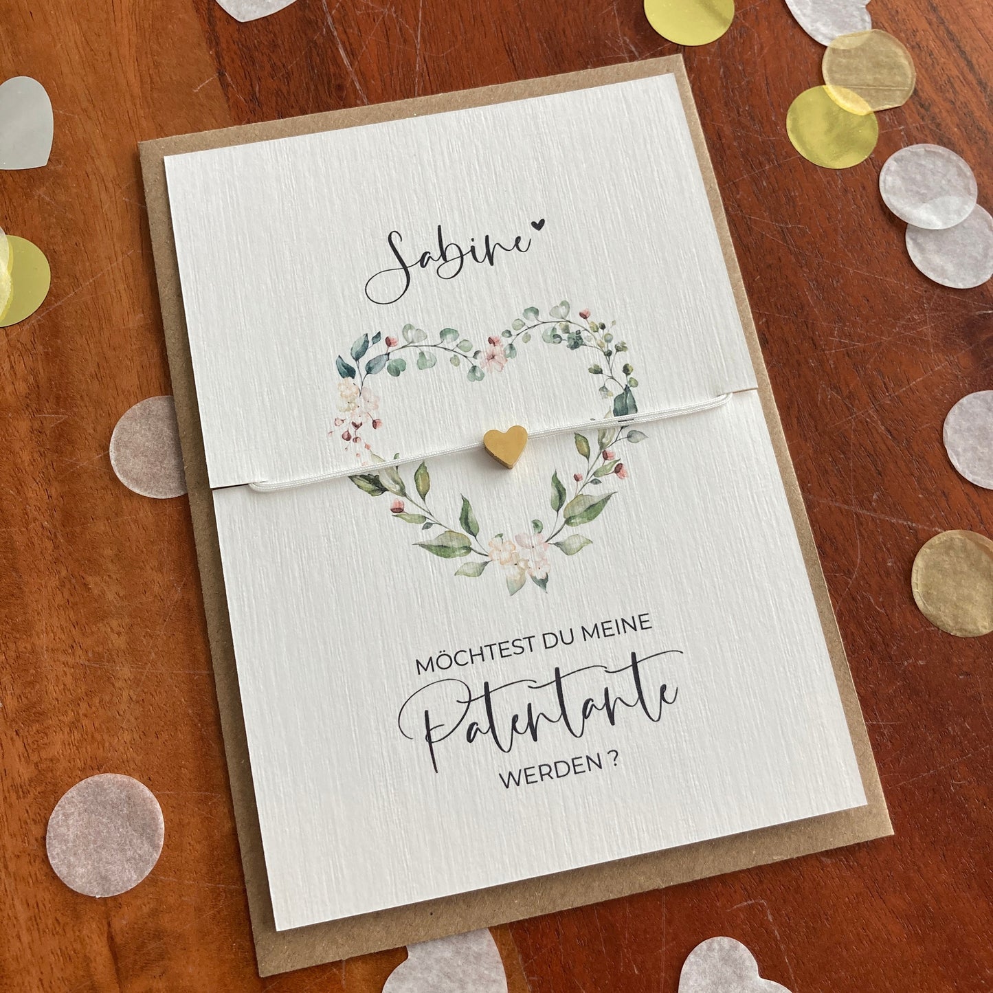 Möchtest du meine Patentante werden ? | - flower heart - | Geschenk für Patentante | Armband mit Herz | personalisiert mit Namen