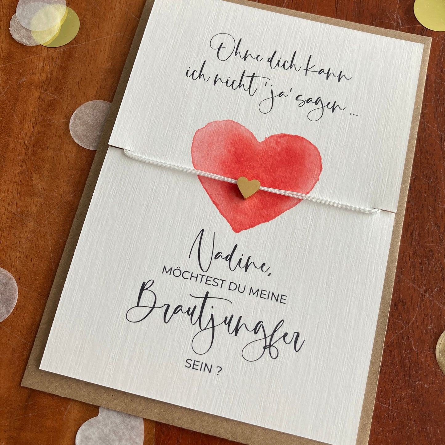 Möchtest du meine Brautjungfer werden ? - red watercolor heart