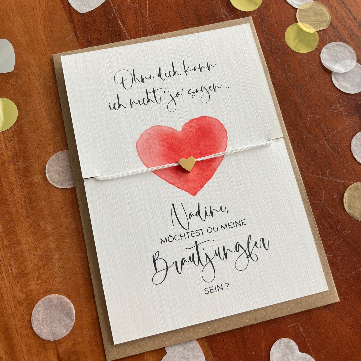 Möchtest du meine Brautjungfer werden ? - red watercolor heart