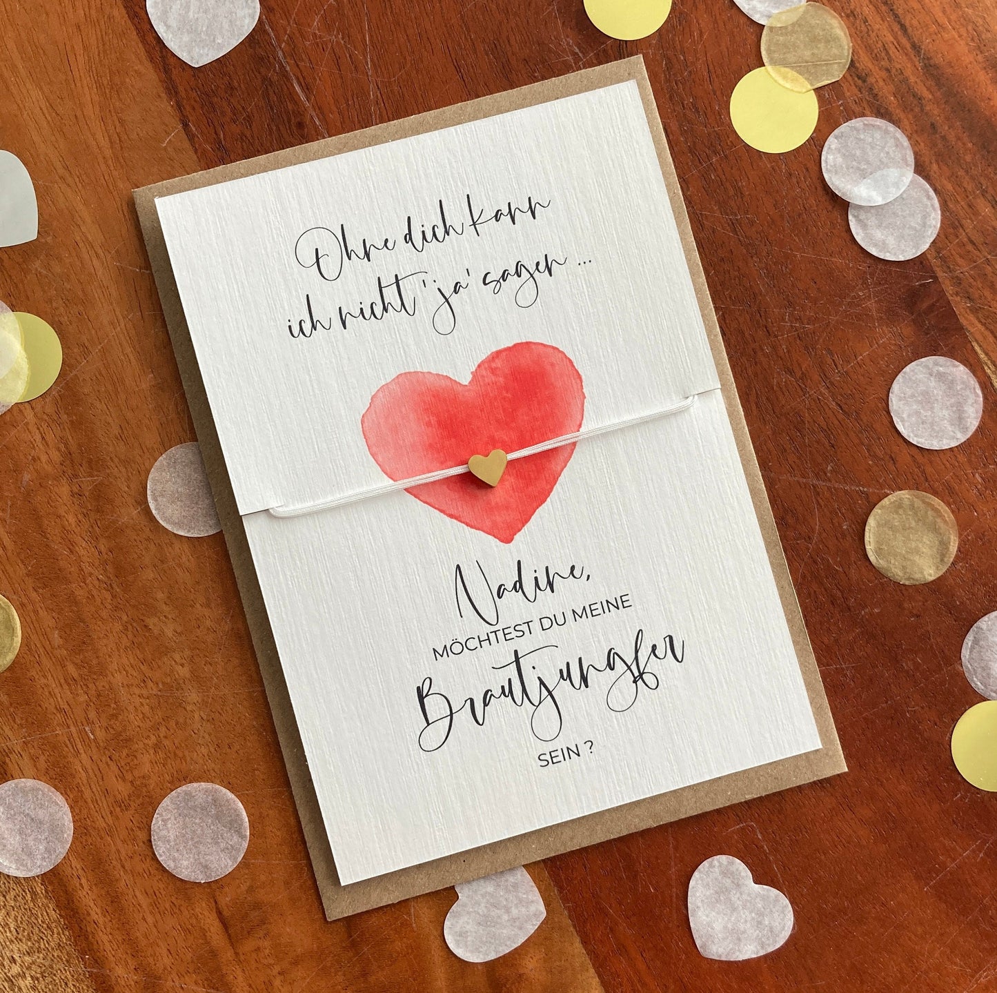 Möchtest du meine Brautjungfer werden ? - red watercolor heart