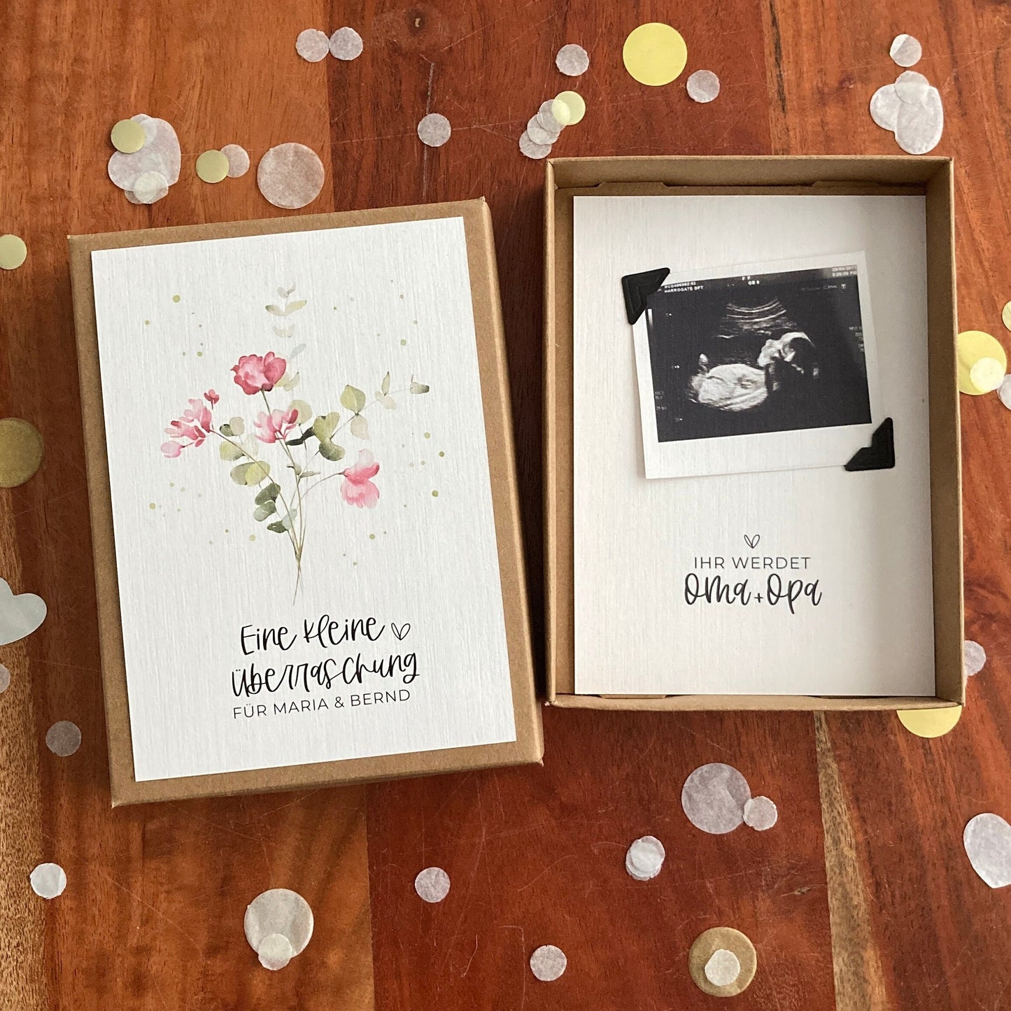 Geschenkverpackung - Überraschung - | Schwangerschaft verkünden | Ihr werdet Oma + Opa | individuell & personalisiert mit Namen