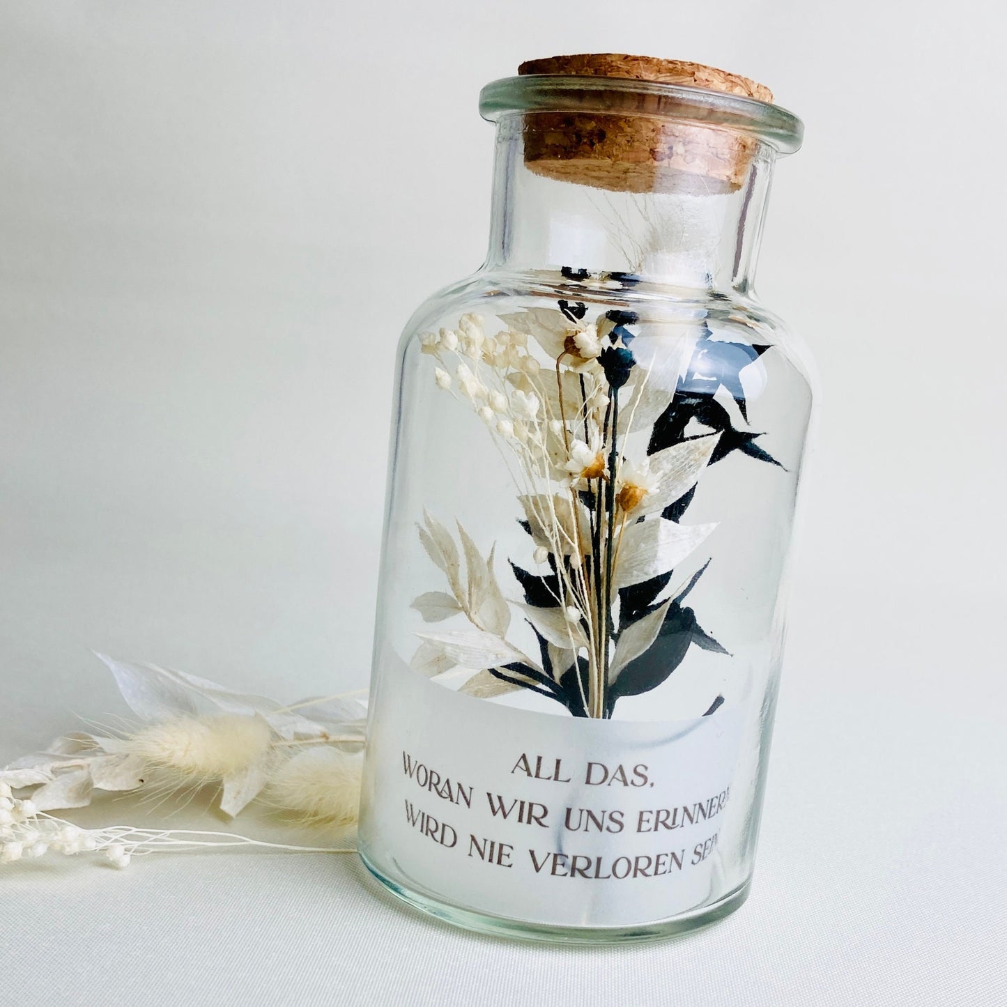 Geschenkglas - black bouquet - Geschenk zur Anteilnahme