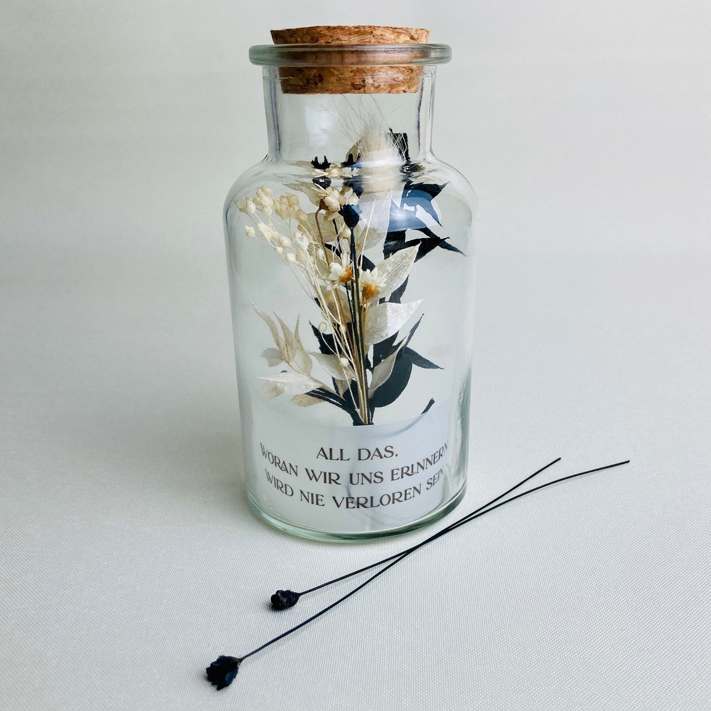 Geschenkglas - black bouquet - Geschenk zur Anteilnahme