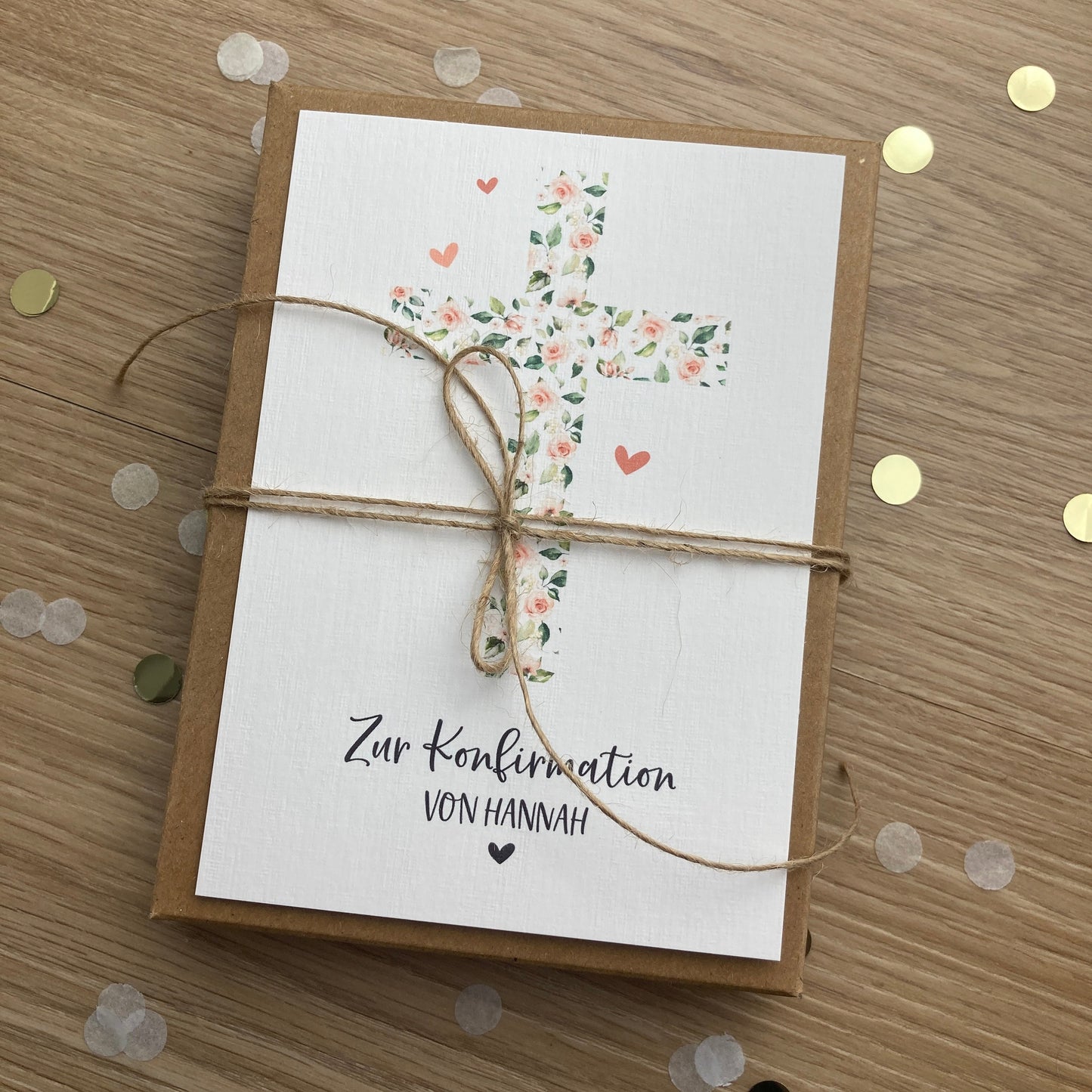 Geschenkverpackung - cross of leaves & roses - Geschenk zur Konfirmation Kommunion