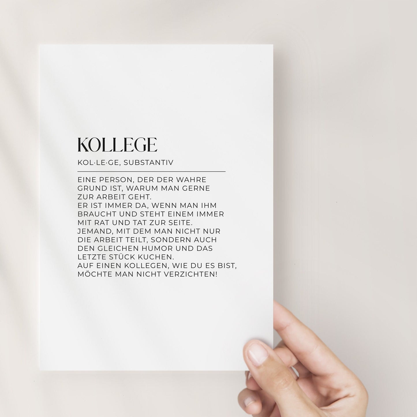Karte - Kollege - | Definition Kollege | Karte Lieblingskollege | Kollege Abschied | Arbeitskollege Geschenk | Postkarte