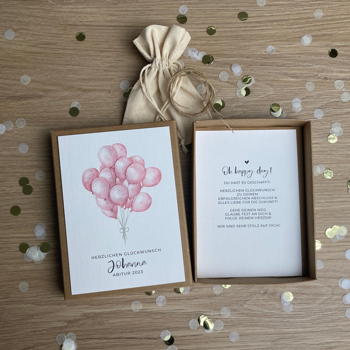 Geschenkverpackung - Abschluss Ballons rosa - Geschenk zum Abitur Bachelor Master