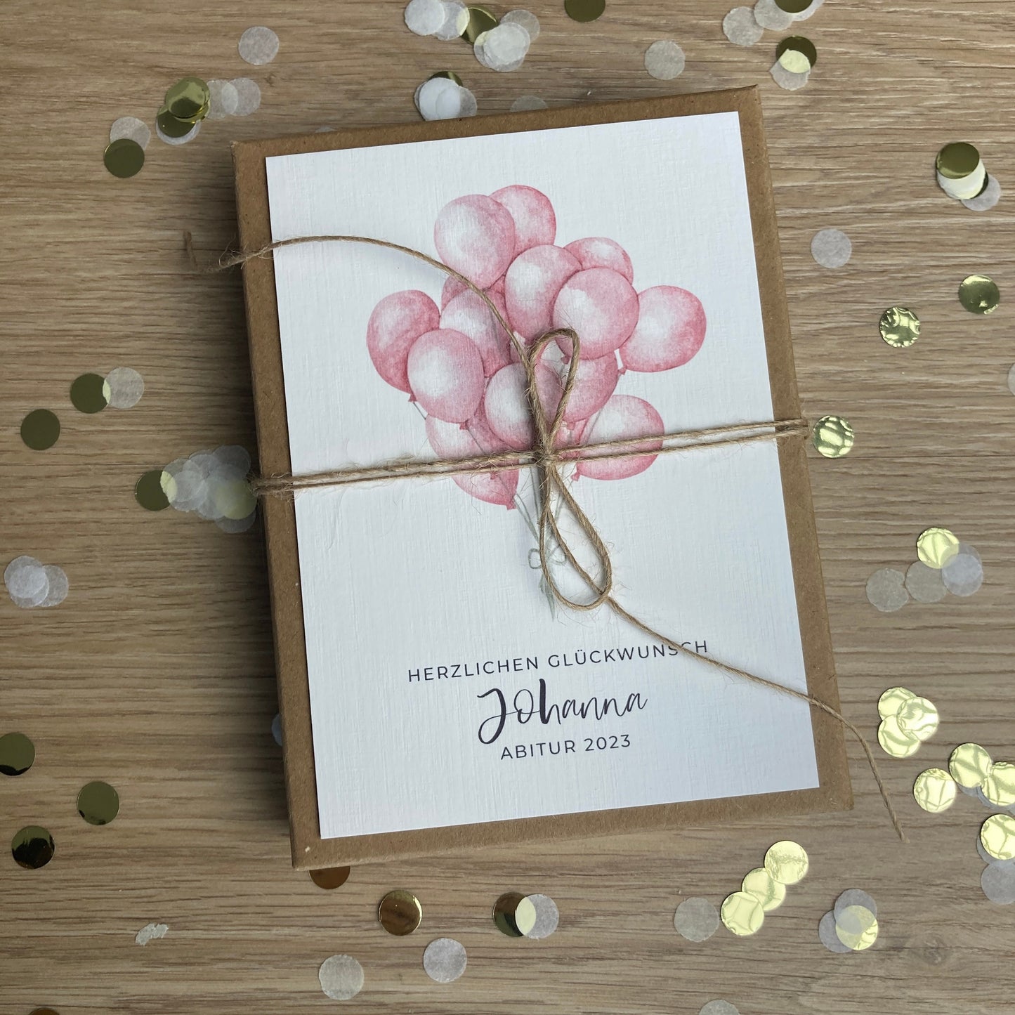 Geschenkverpackung - Abschluss Ballons rosa - Geschenk zum Abitur Bachelor Master