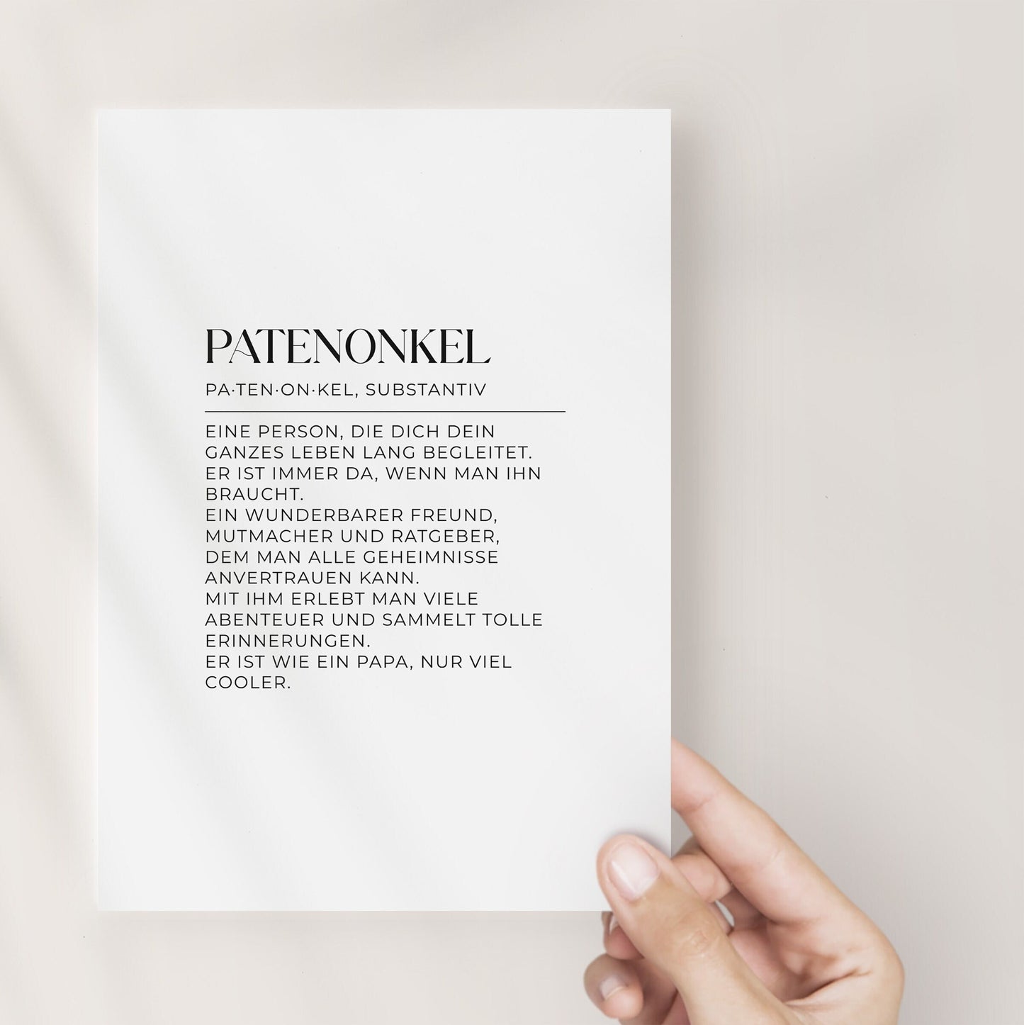 Karte - Patenonkel - | Definition Patenonkel | Karte Patenonkel | Patenonkel fragen | Patenonkel Geschenk | Postkarte