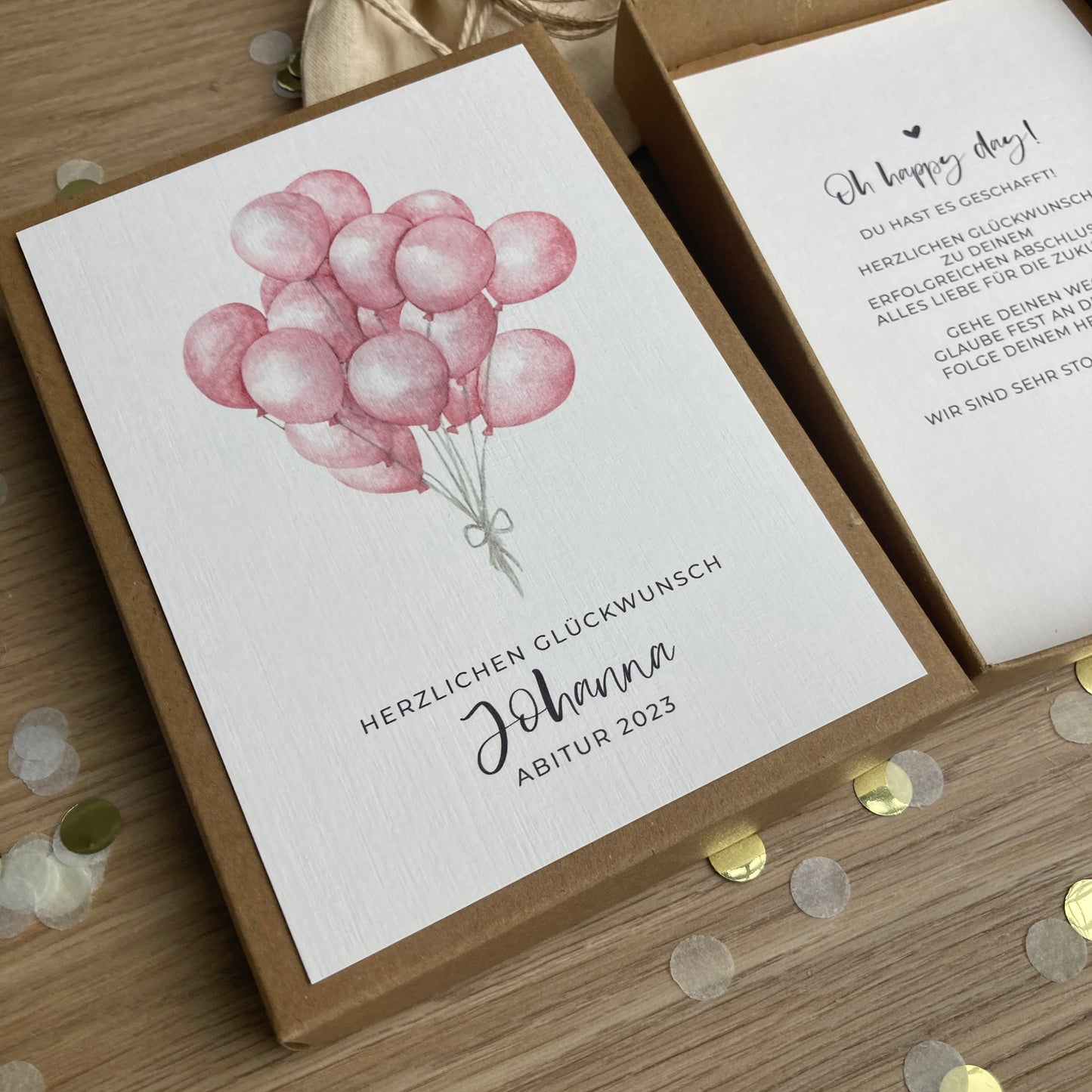 Geschenkverpackung - Abschluss Ballons rosa - Geschenk zum Abitur Bachelor Master