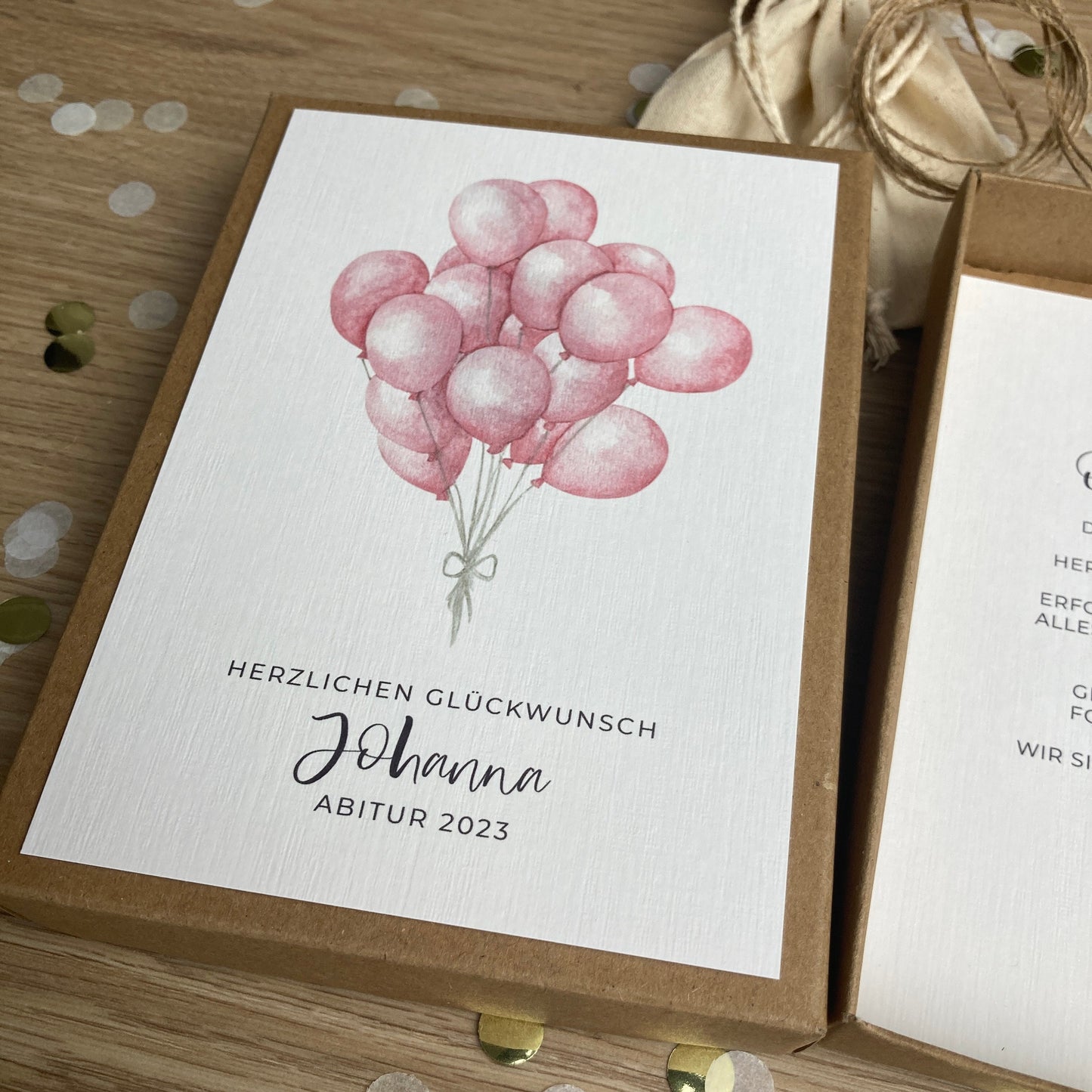 Geschenkverpackung - Abschluss Ballons rosa - Geschenk zum Abitur Bachelor Master