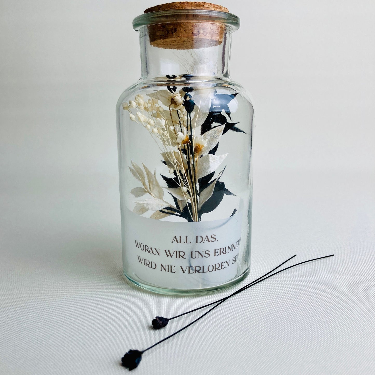 Geschenkglas - black bouquet - Geschenk zur Anteilnahme