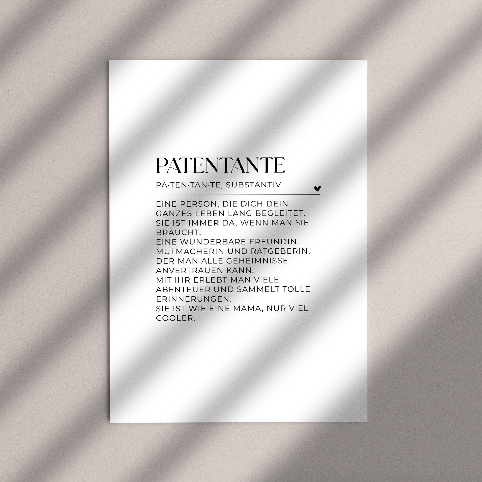 Karte - Patentante - | Definition Patentante | Karte Patentante | Patentante fragen | Patentante Geschenk | Postkarte